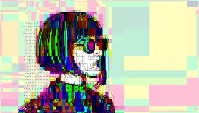 Glitch Art Portrait Of A Woman With Bob Haircut