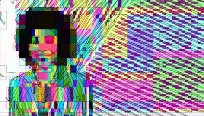 Digital Glitch Art Portrait Of A Woman