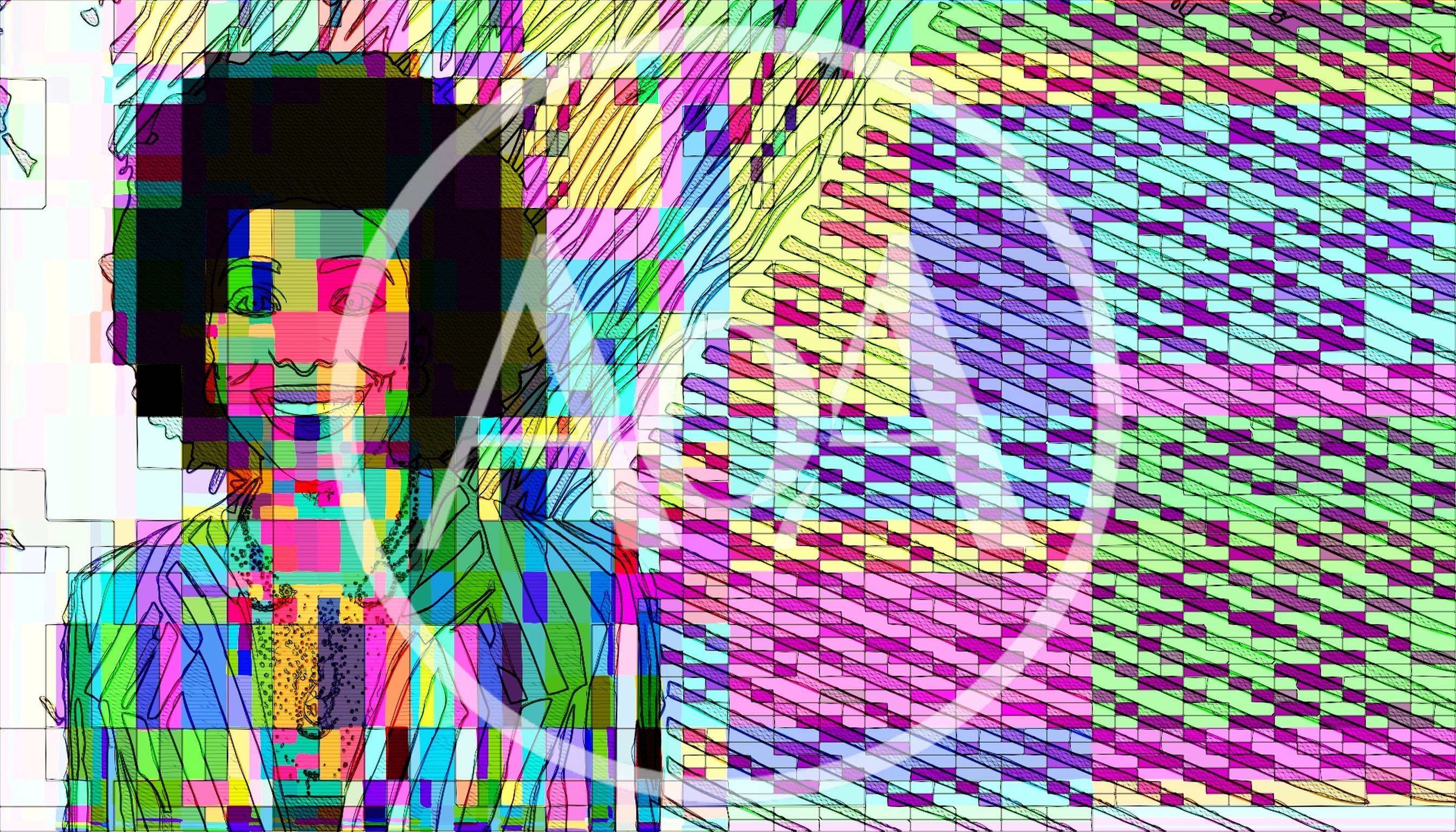 Digital Glitch Art Portrait Of A Woman