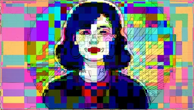 Abstract Digital Portrait Of A Woman With Glitch Art