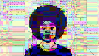 Digital Glitch Art Portrait Of A Woman