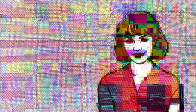 Digital Glitch Art Portrait Of A Woman