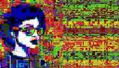 Abstract Digital Portrait Of A Woman With Glasses