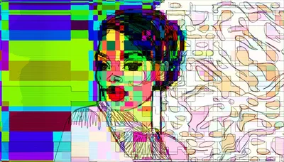 Abstract Digital Portrait Of A Woman With Glitch Art