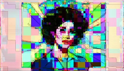 Abstract Digital Portrait Of A Woman With Glitch Art