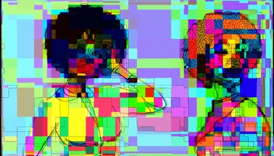 Abstract Digital Illustration Of Two Women With Afros