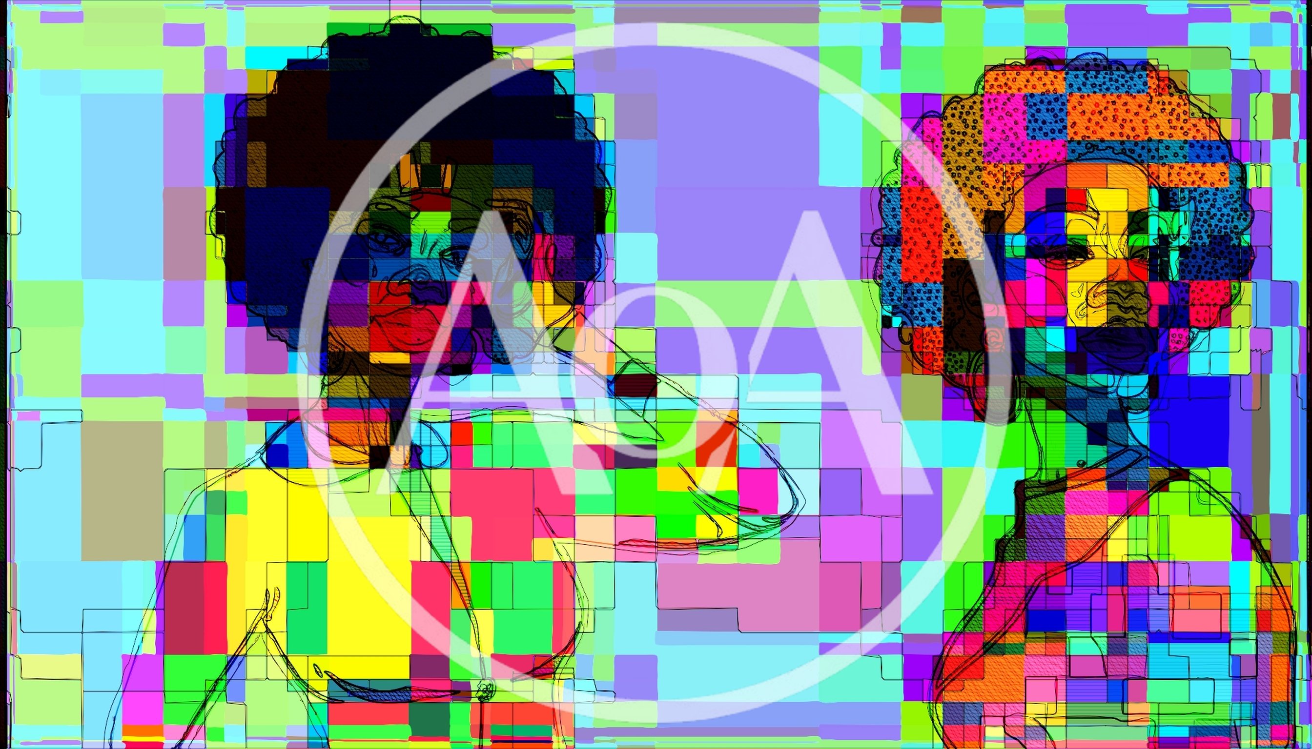 Abstract Digital Illustration Of Two Women With Afros