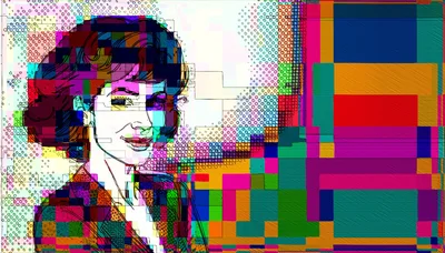 Pop Art Portrait Of A Woman With Glitch Effects