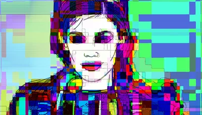 Abstract Digital Portrait Of A Woman With Glitch Art