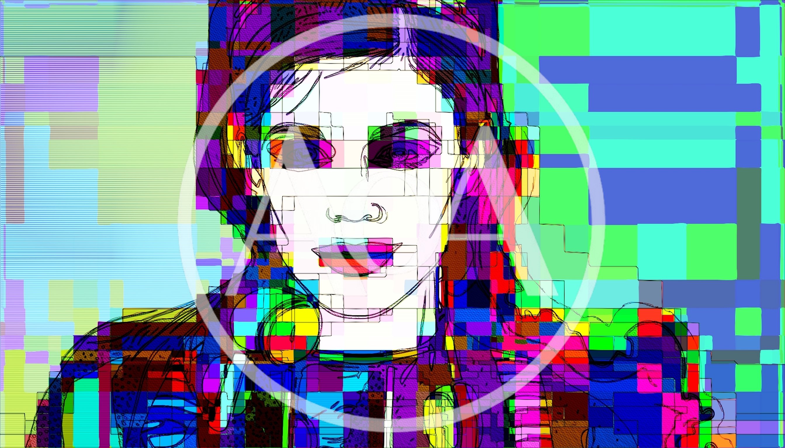 Abstract Digital Portrait Of A Woman With Glitch Art