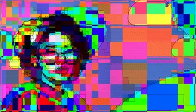 Abstract Digital Portrait Of A Woman With Glasses