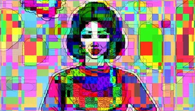 Abstract Digital Portrait Of A Woman With Glitch Art
