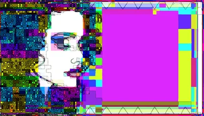 Abstract Digital Portrait With Glitch Art Aesthetic