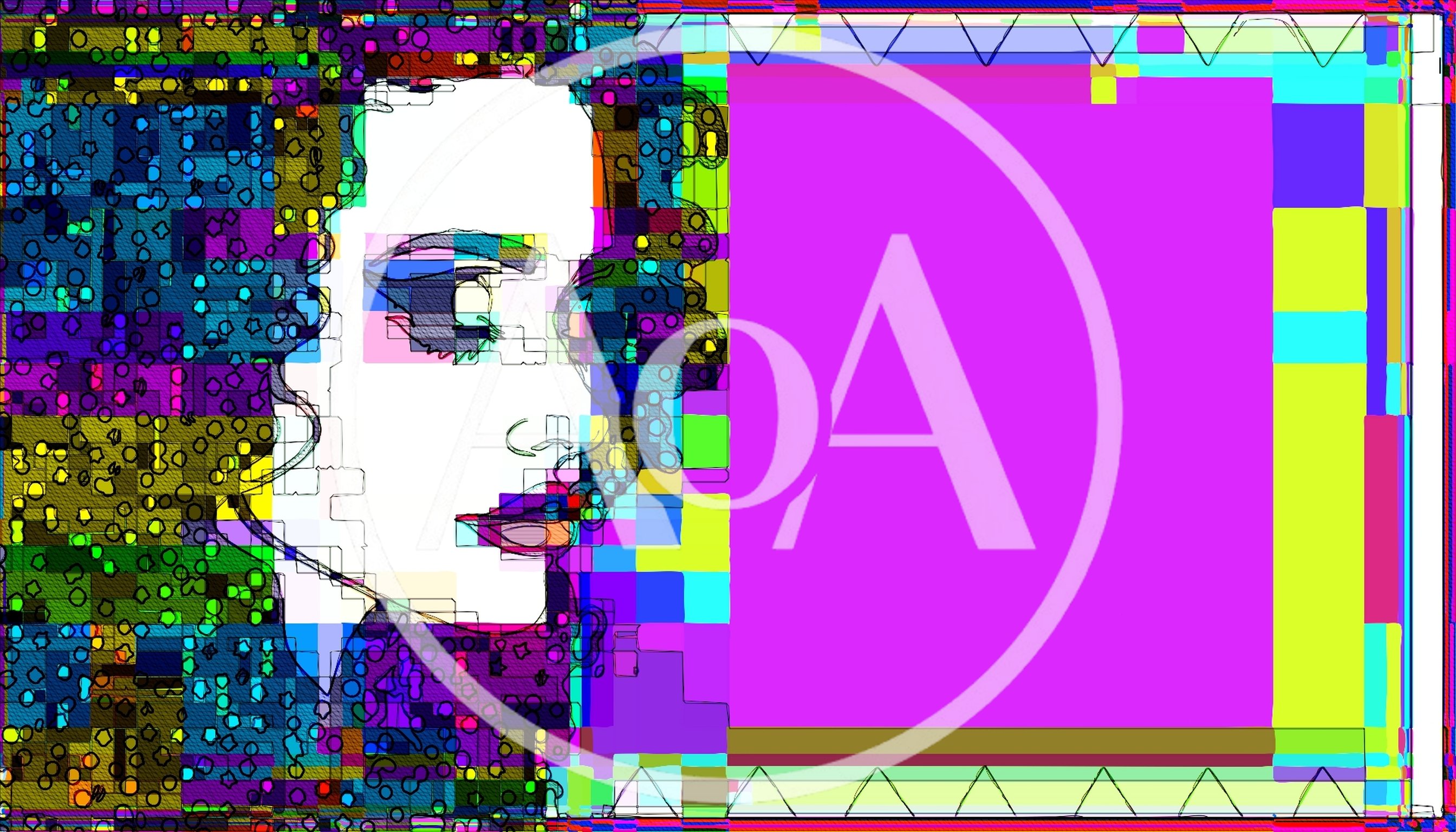 Abstract Digital Portrait With Glitch Art Aesthetic
