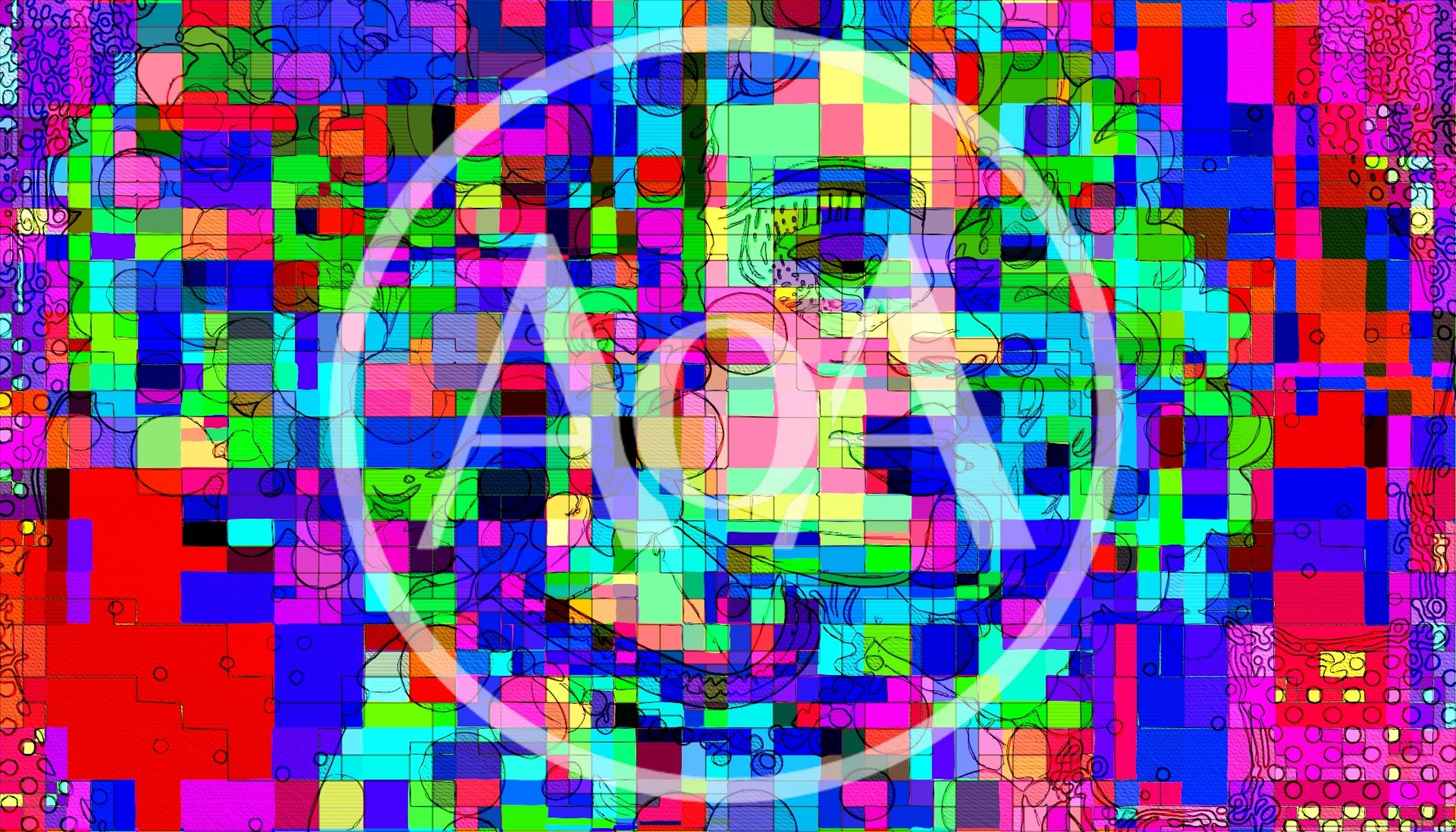 Abstract Digital Portrait With Vibrant Pixelated Color Blocks