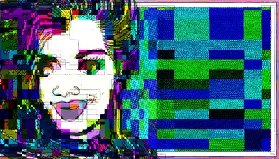Abstract Digital Portrait With Glitch Art Aesthetic