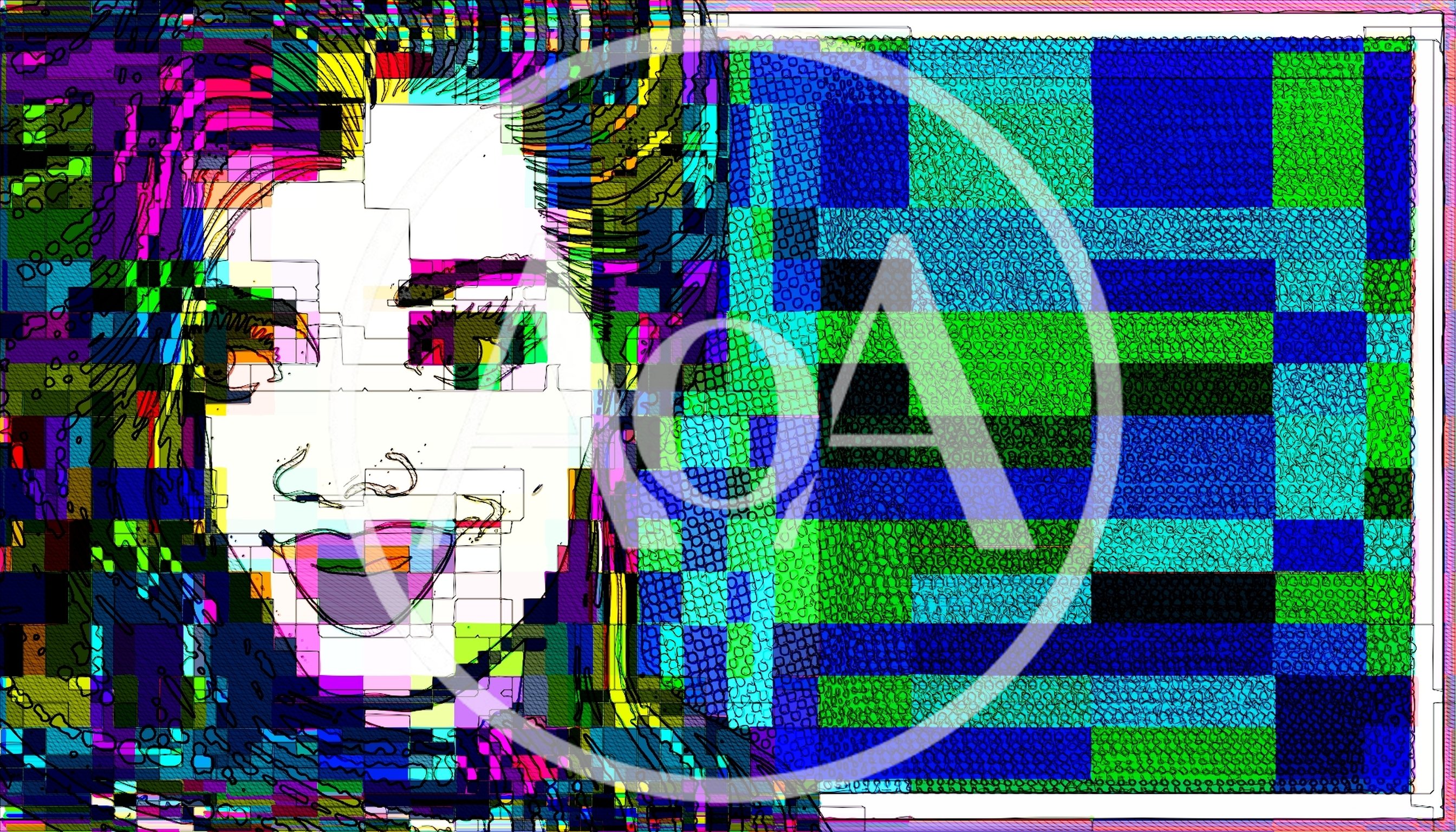 Abstract Digital Portrait With Glitch Art Aesthetic