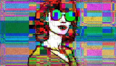 Glitch Art Portrait Of A Woman With Sunglasses