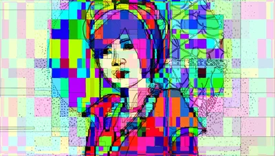 Abstract Digital Portrait Of A Woman With Geometric Patterns