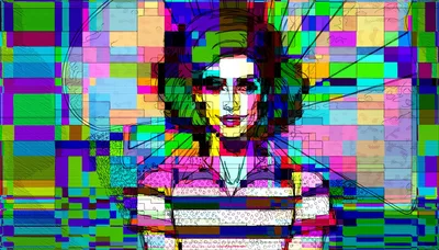 Digital Glitch Art Portrait Of A Woman
