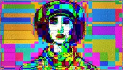 Abstract Digital Portrait Of A Woman In Pop Art Style