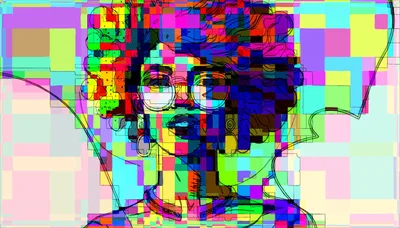 Abstract Digital Portrait Of A Woman With Afro Hair