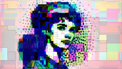 Digital Glitch Art Portrait Of A Woman