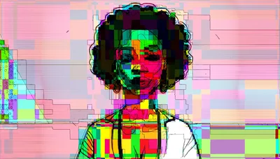 Abstract Digital Portrait Of A Woman With Afro Hair