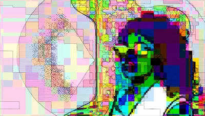 Abstract Digital Portrait Of A Woman With Glitch Art