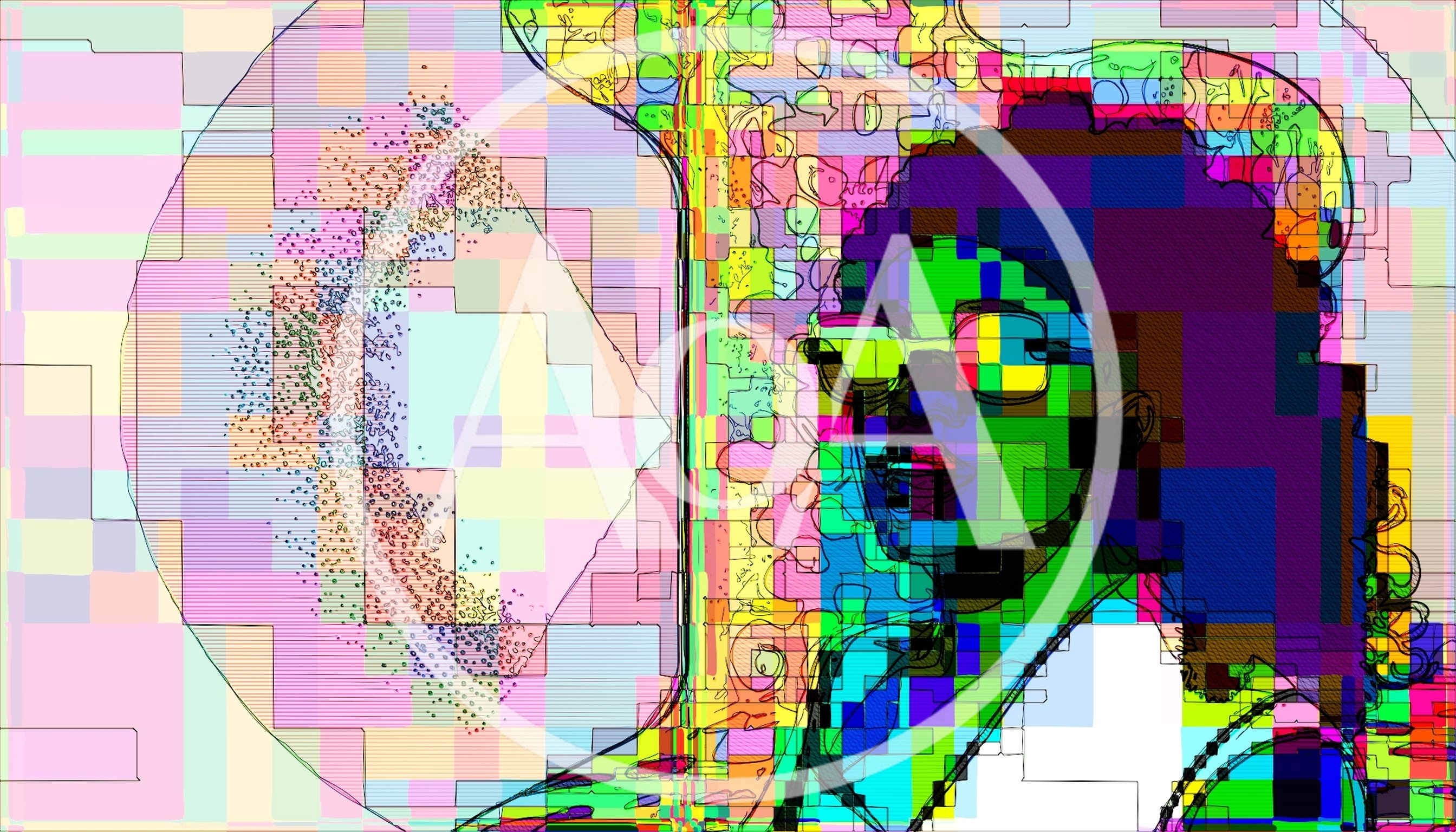 Abstract Digital Portrait Of A Woman With Glitch Art