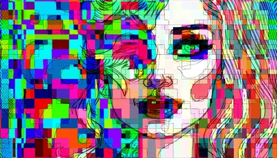 Abstract Digital Glitch Art Portrait Of A Woman