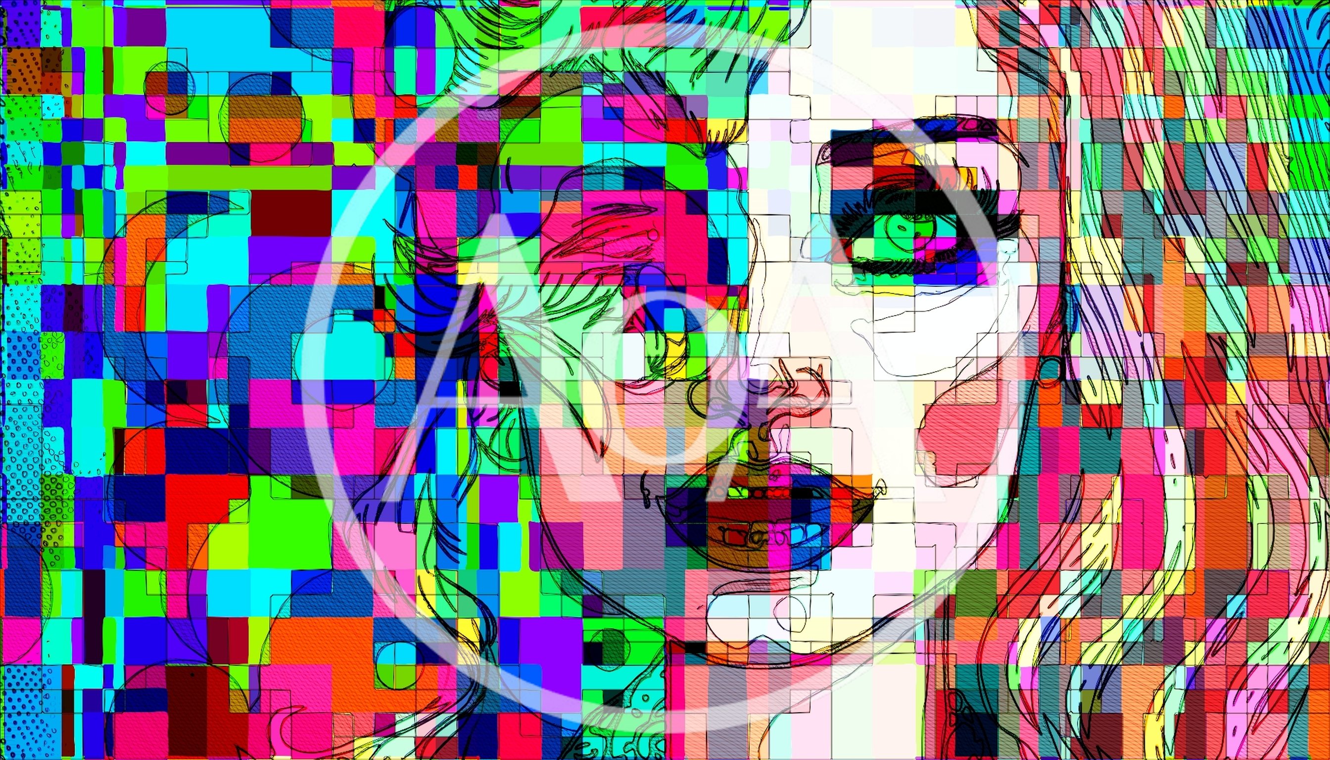 Abstract Digital Glitch Art Portrait Of A Woman