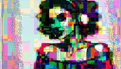 Abstract Digital Portrait Of A Woman With Glitch Art