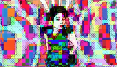 Abstract Digital Portrait Of A Woman In Pop Art Style