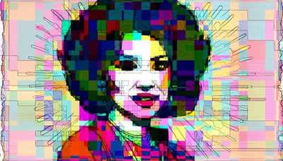 Digital Glitch Art Portrait Of A Woman