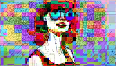 Abstract Digital Portrait Of A Woman With Glitch Art