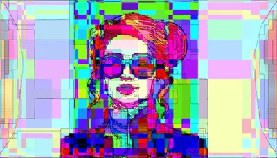 Glitch Art Portrait Of A Woman With Sunglasses