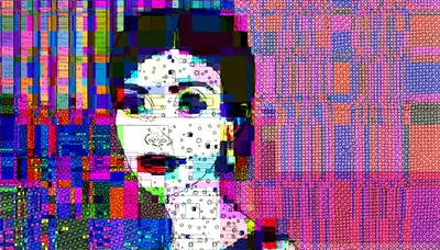 Abstract Digital Portrait Of A Woman With Glitch Art