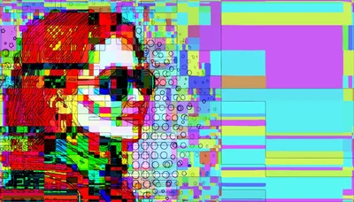 Abstract Digital Glitch Art Portrait Of A Woman
