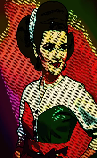 Pop Art Style Portrait Of A Vintage Woman