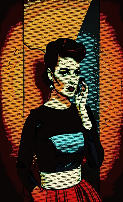 Pop Art Illustration Of A Woman Talking On Phone