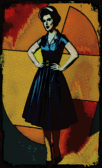 Pop Art Illustration Of A Woman In Vintage Dress