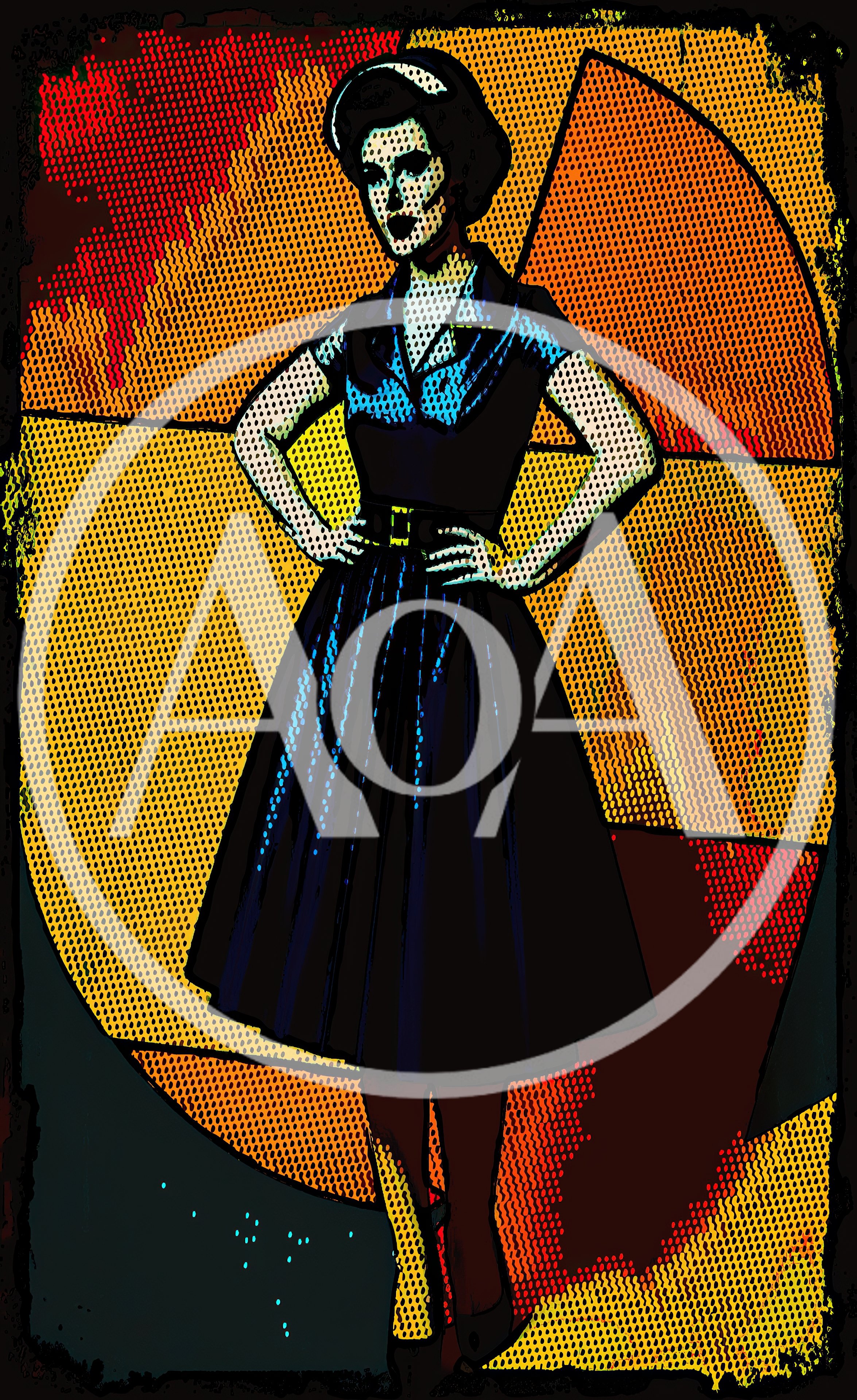 Pop Art Illustration Of A Woman In Vintage Dress