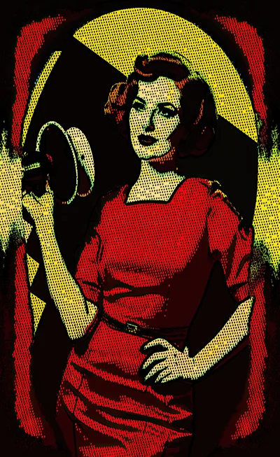 Pop Art Illustration Of A Woman Holding A Microphone