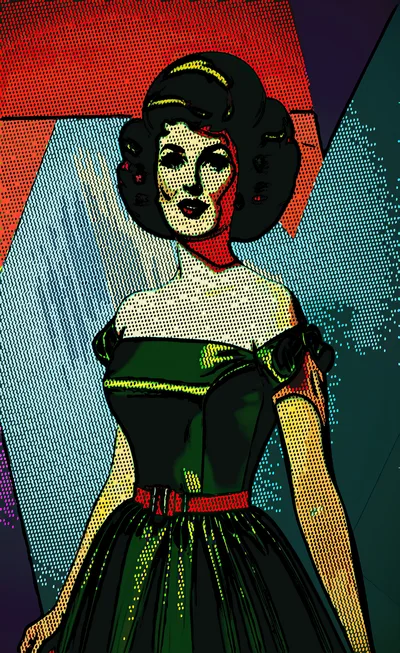 Pop Art Illustration Of A Woman In A Dress