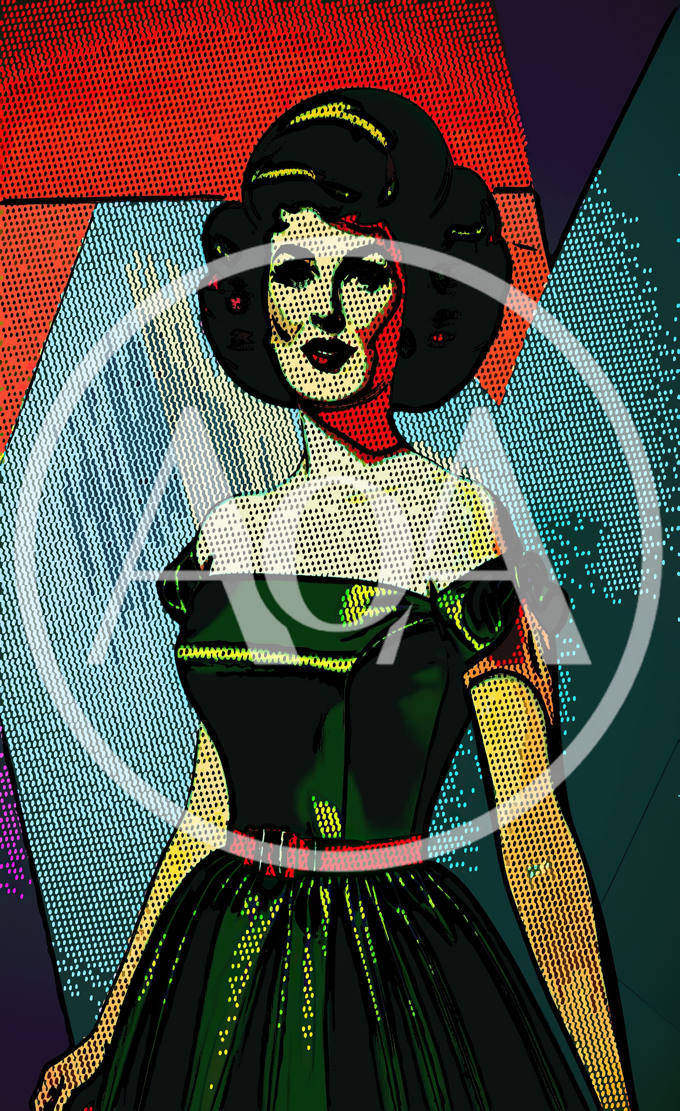 Pop Art Illustration Of A Woman In A Dress