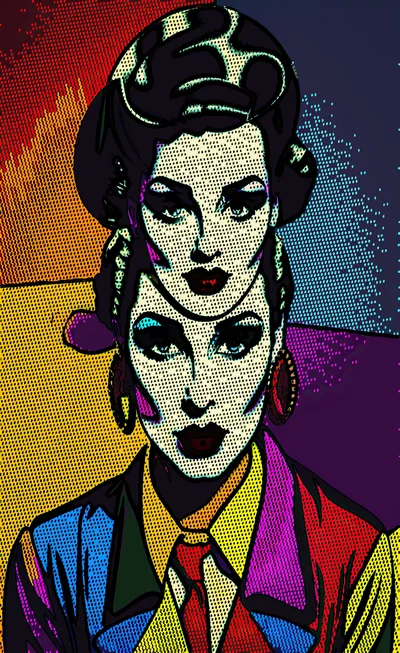 Pop Art Portrait Of A Woman With Dual Faces