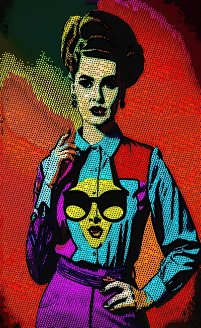 Pop Art Illustration Of A Stylish Woman