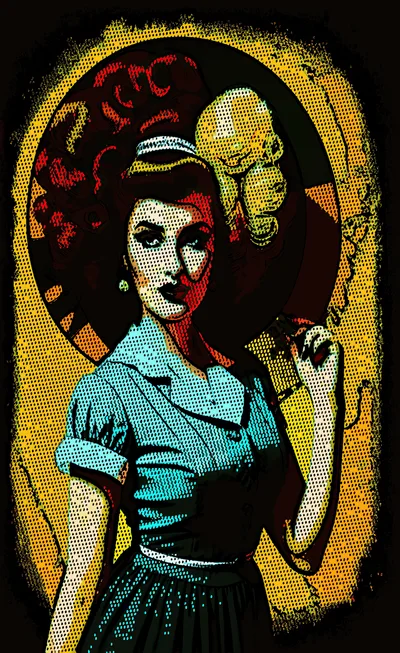 Pop Art Illustration Of A Vintage Woman