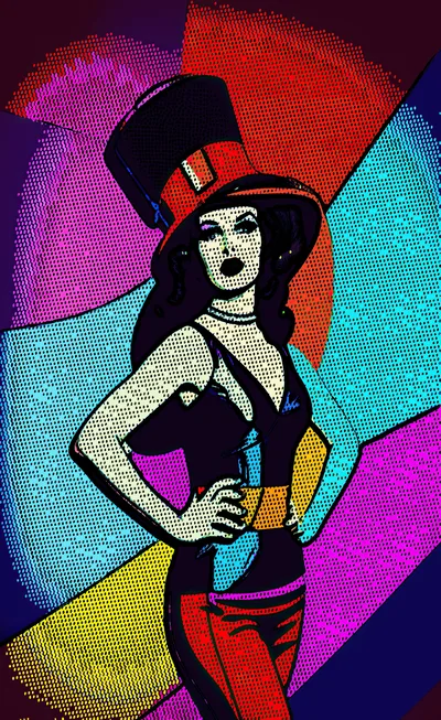 Pop Art Illustration Of A Woman In A Top Hat